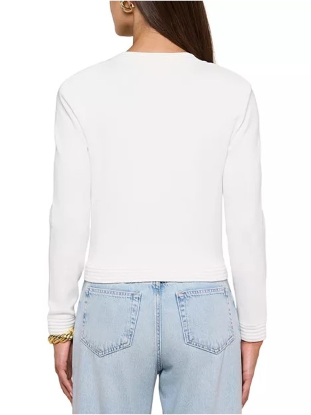 NWT L'AGENCE Patsy Crop Crewneck Cardigan in White - Picture 2 of 7